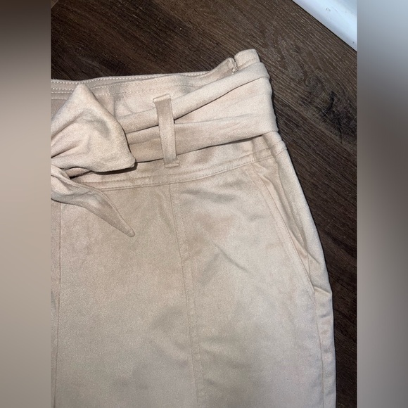 Versona Faux Suede High Waisted Tan Pants - Picture 3 of 8